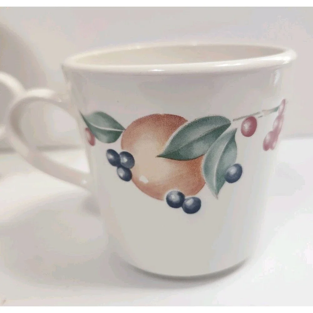 Set of 6 Vintage Corelle Abundance Coffee Cups Flat Bottom Mugs